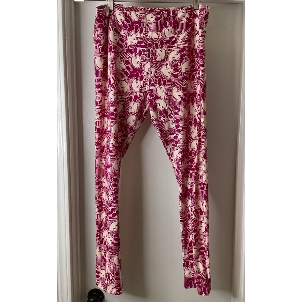 Disney Lularoe Collab Leggings Pink Mickey Mouse Leggings OS Tall and Curvy
